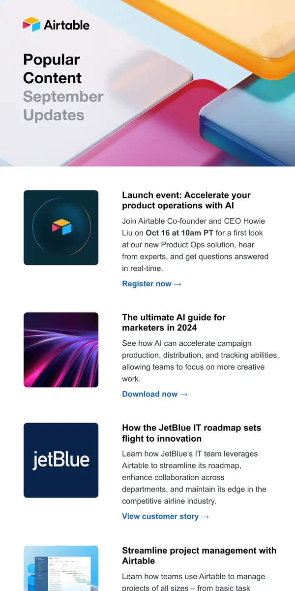 Email from Airtable. Newsletter | Content designed to inspire transformation