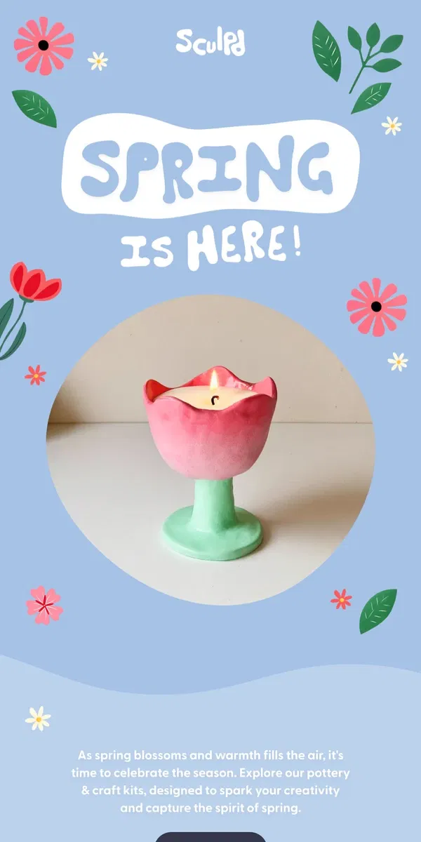 Email from Sculpd. Embrace the Spirit of Spring with Our Pottery & Craft Kits