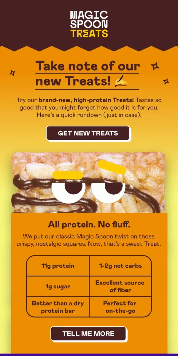 Email from Magic Spoon Cereal. Childhood Treats – all grown up.