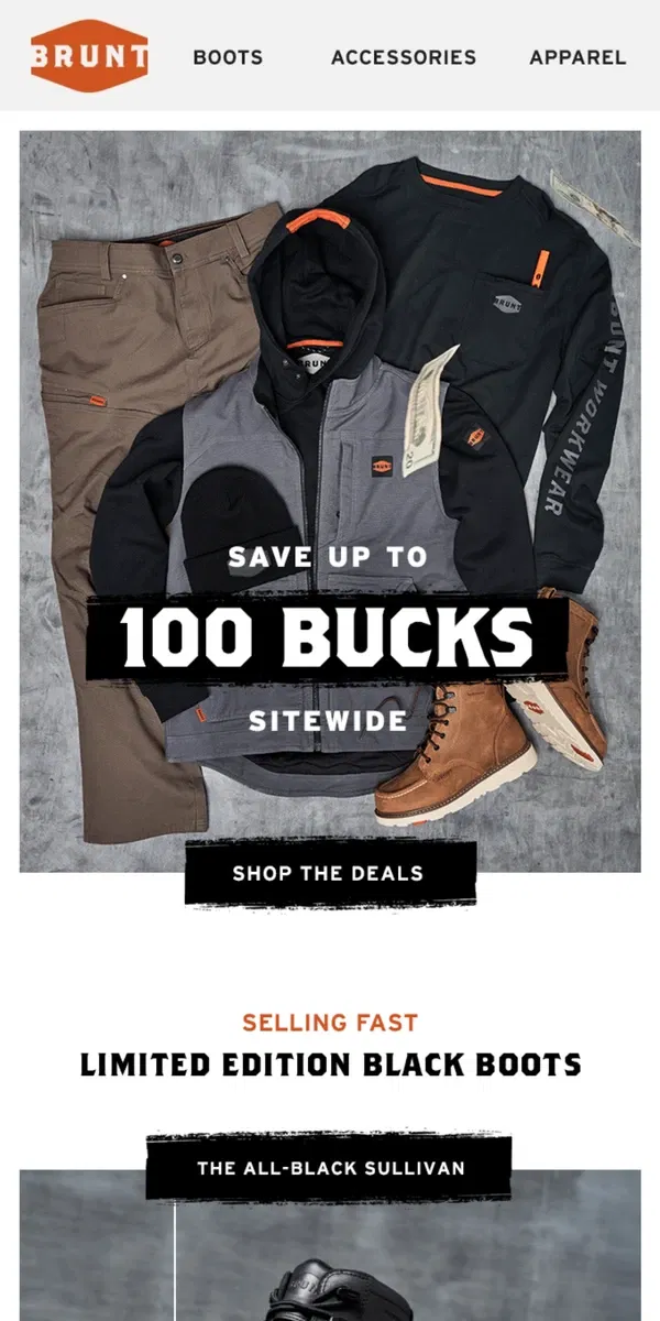 Email from BRUNT Workwear. BLACK FRIDAY IS HERE