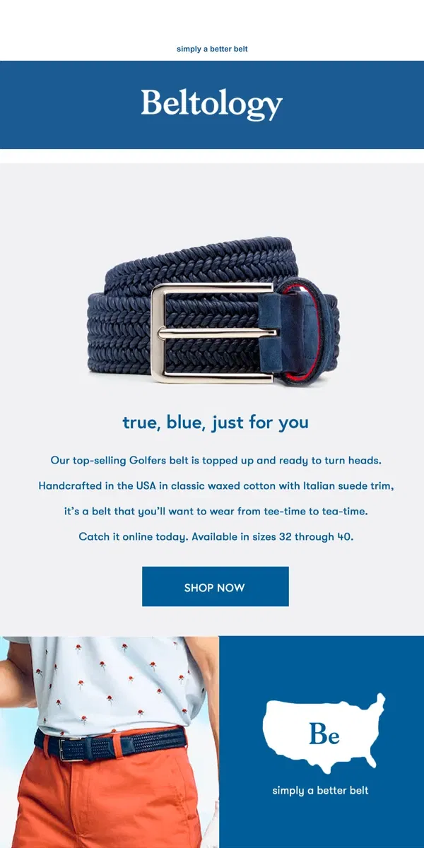 Email from Beltology. The Ultimate Golfers Belt is Back - Terra