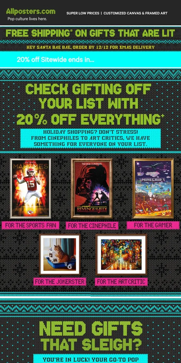 Email from AllPosters. 🎁 Gifting Steals