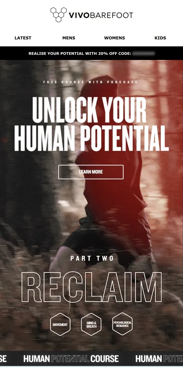 Email from Vivobarefoot. Ready to reclaim your Human Potential?