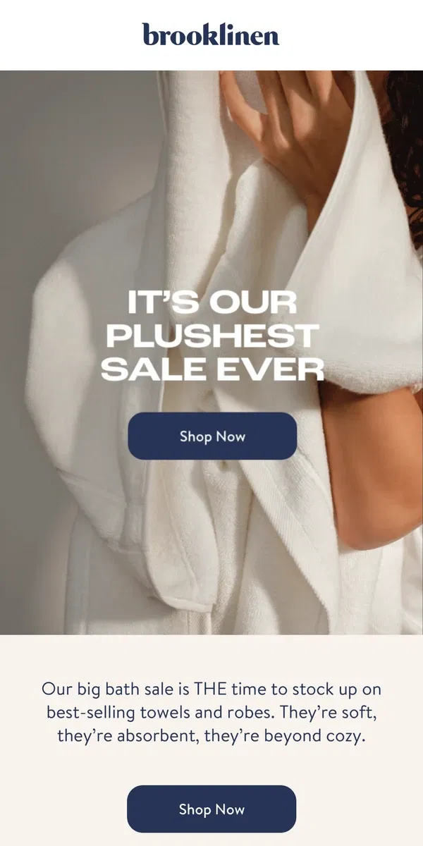 Email from Brooklinen. Our best-selling bath is ON SALE!