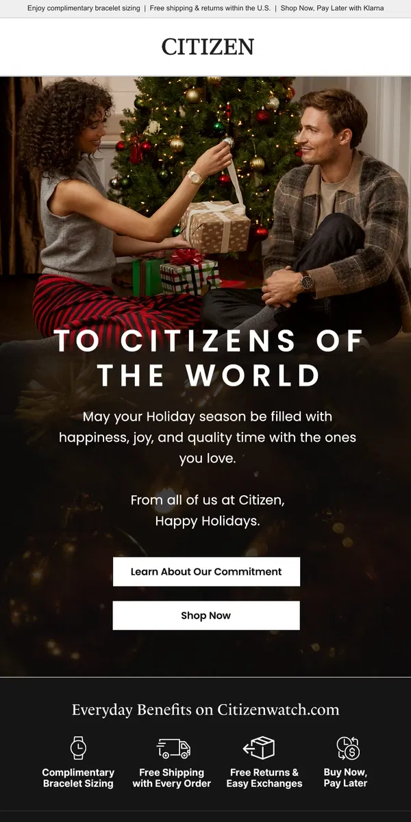 Email from Citizen Watch. Happy Holidays From Citizen