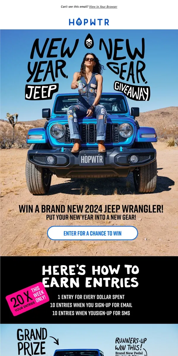 Email from HOP WTR. Win a BRAND NEW 2024 Jeep Wrangler!