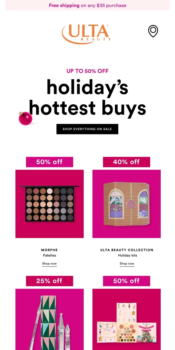 Email from Ulta Beauty. HURRY 🔥 Gifts up to 50% off!