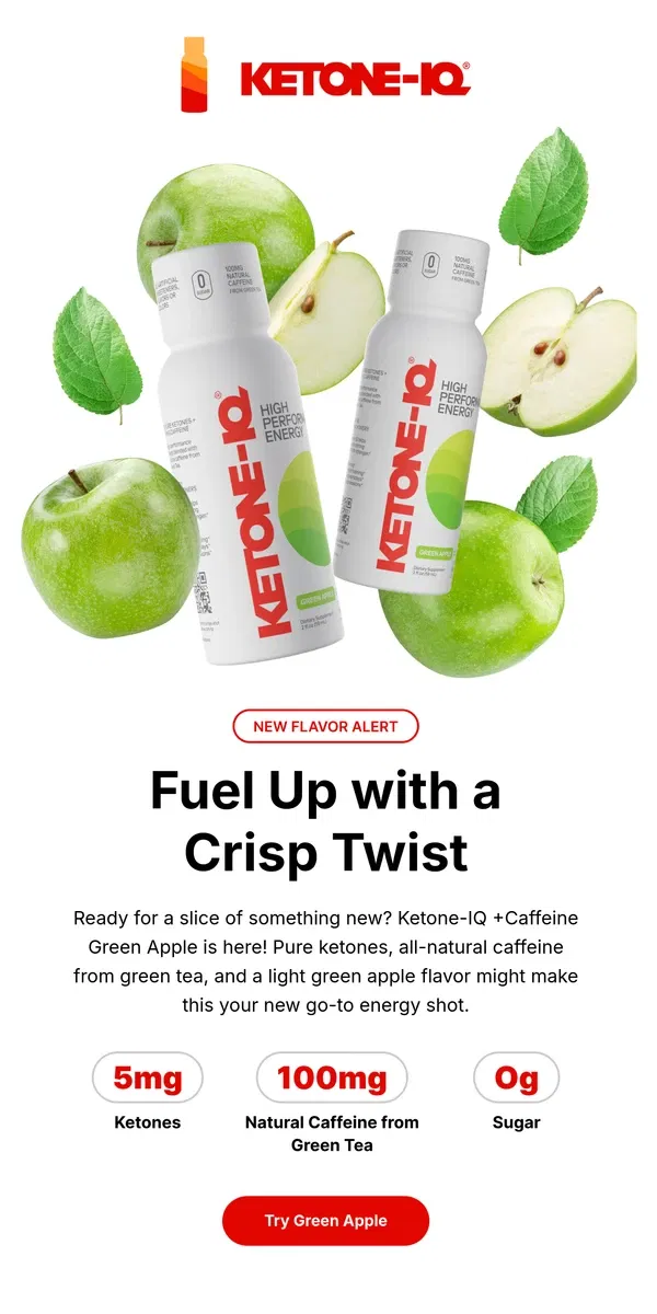 Email from Ketone-IQ. Green Apple is Here 🍏