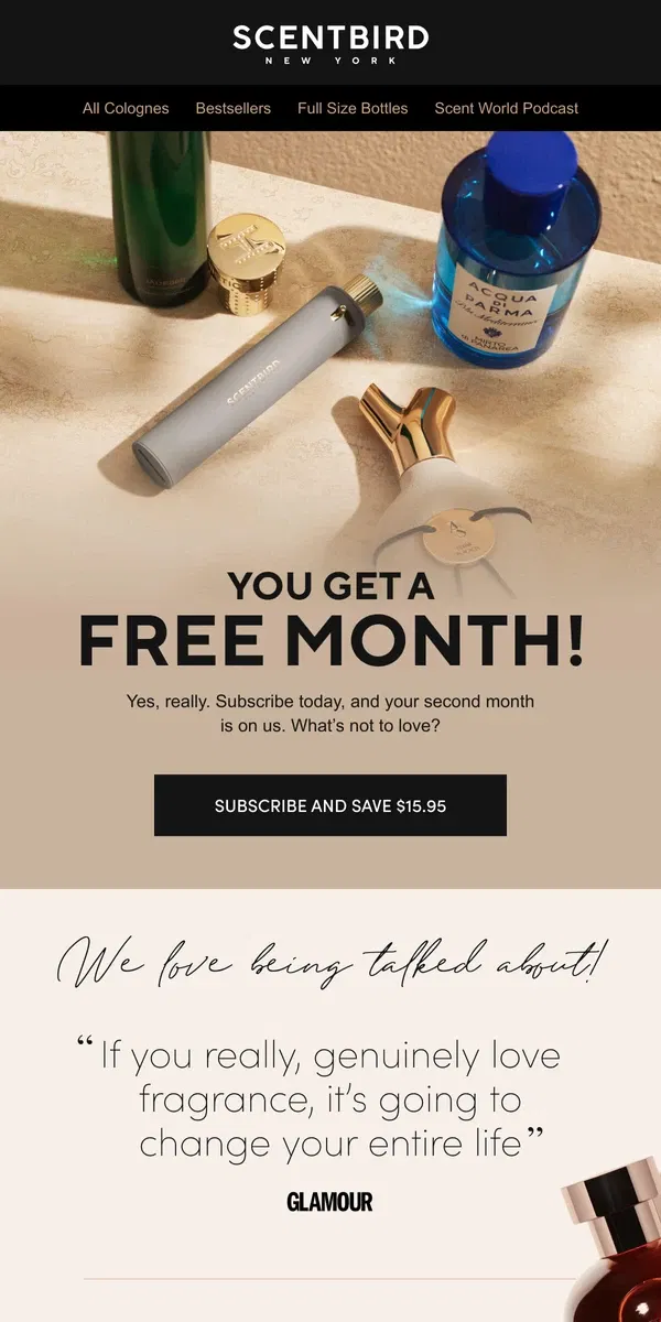 Email from Scentbird. Congratulations! You Got a Gift!