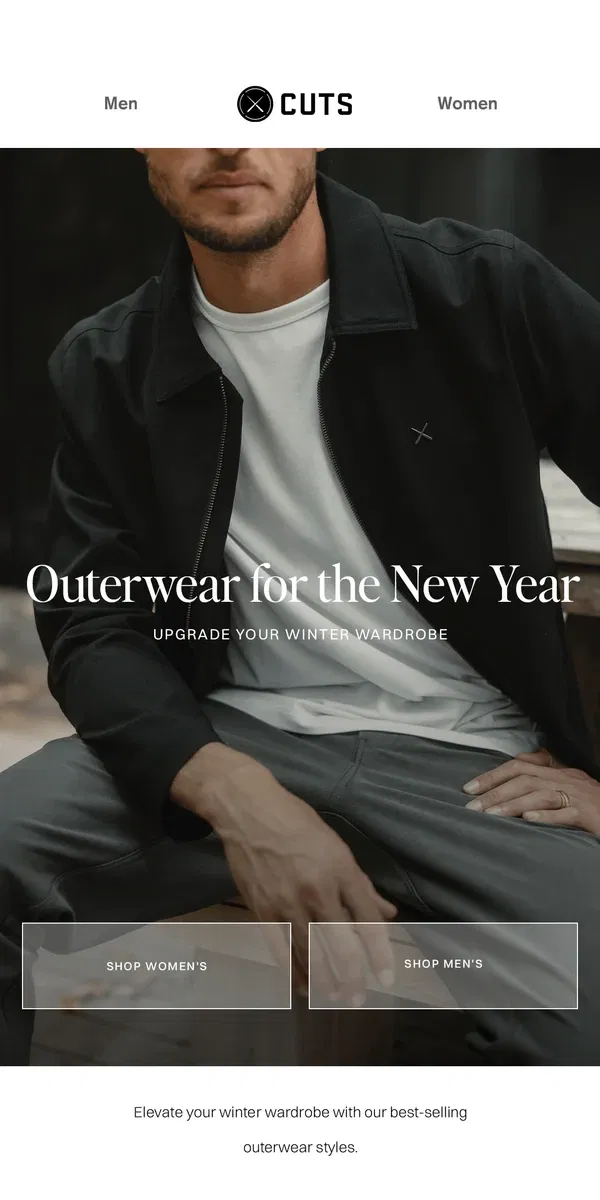 Email from Cuts. Outerwear for the New Year