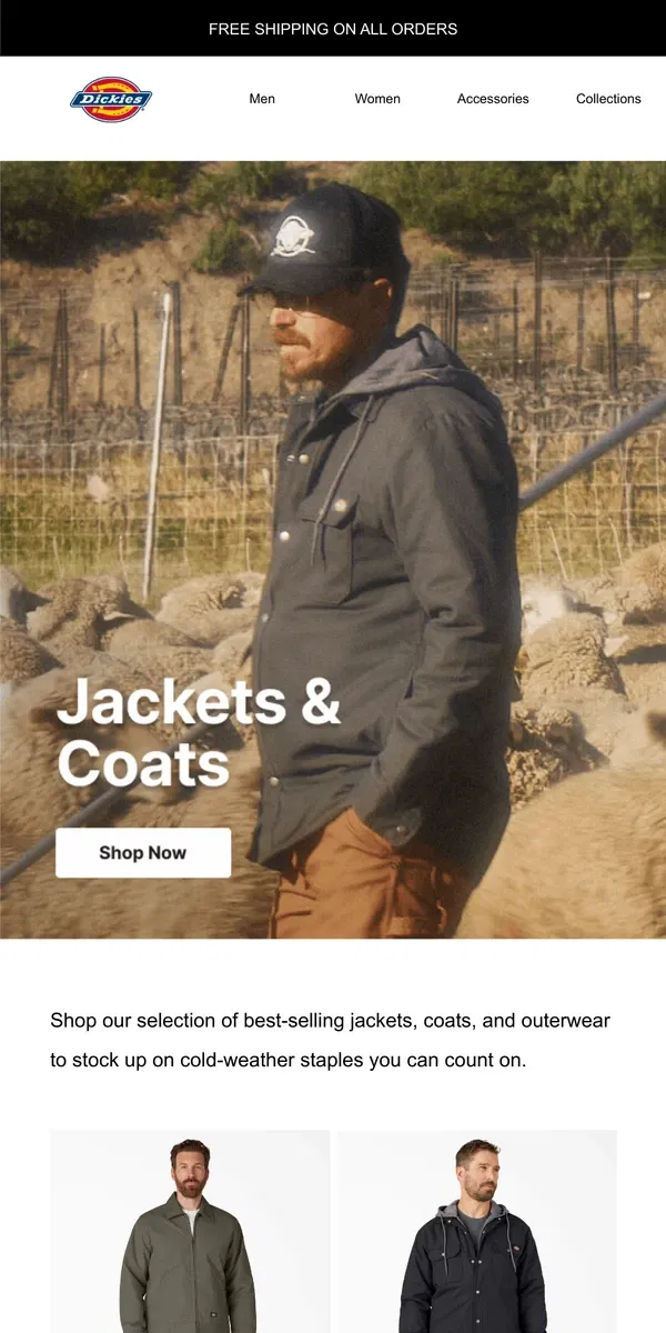 Email from Dickies. Jacket of the Season