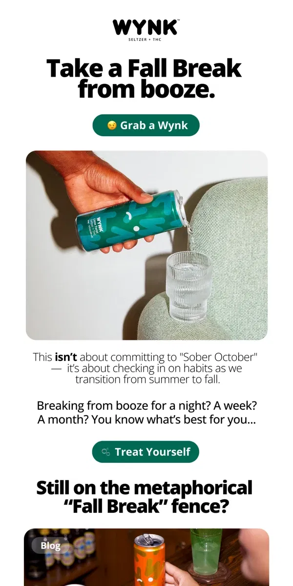 Email from  WYNK. Sober October has arrived.