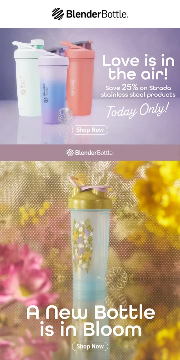 Email from BlenderBottle. Love Blooms with Savings