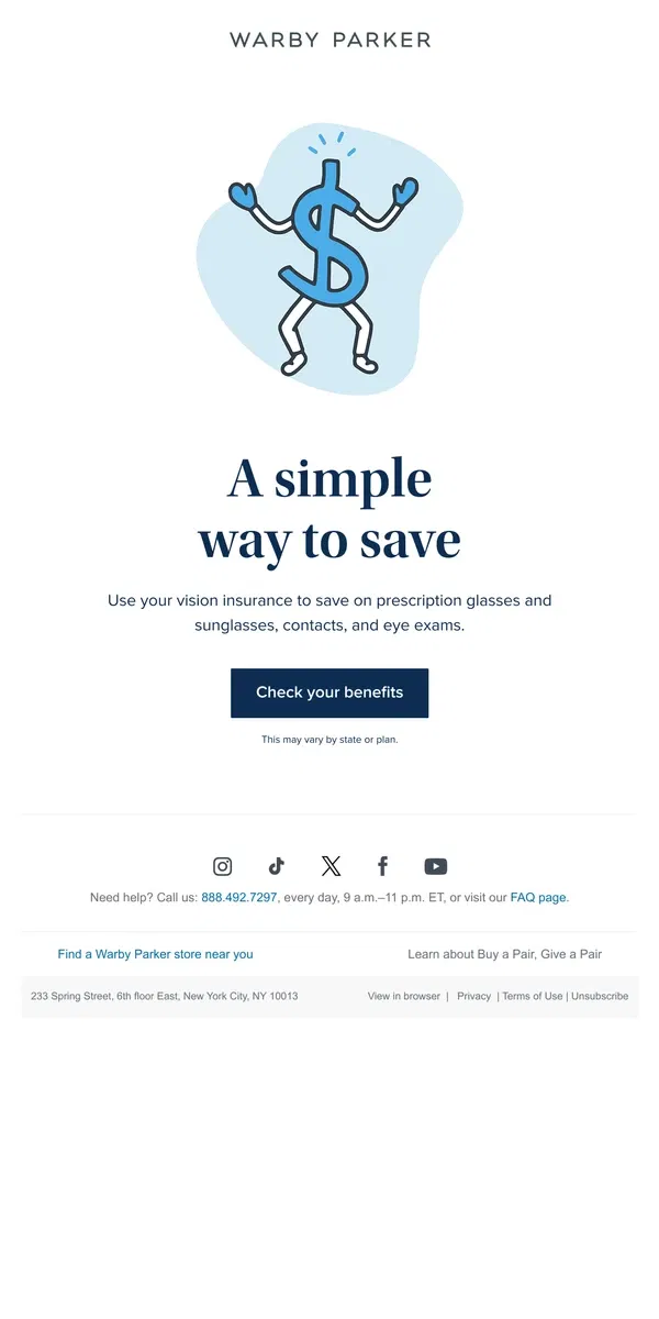 Email from Warby Parker. Have vision insurance?