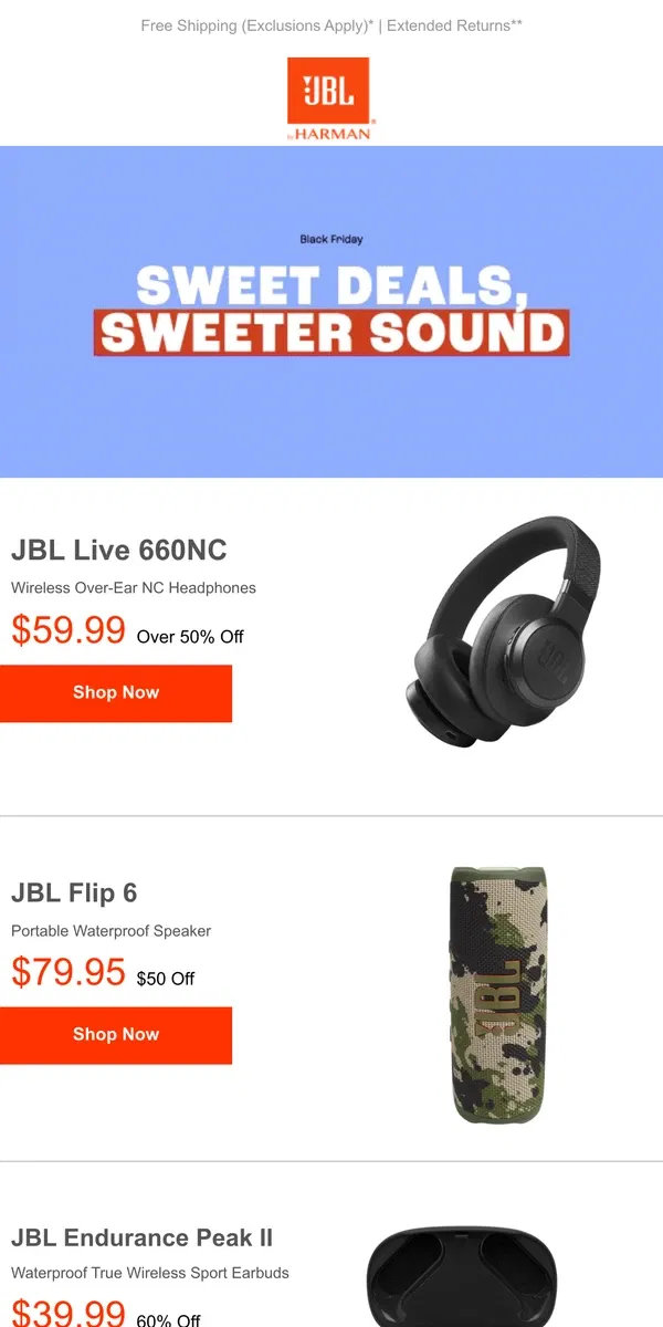 Email from JBL. Don't miss out! Black Friday Deals Up to 60% OFF!