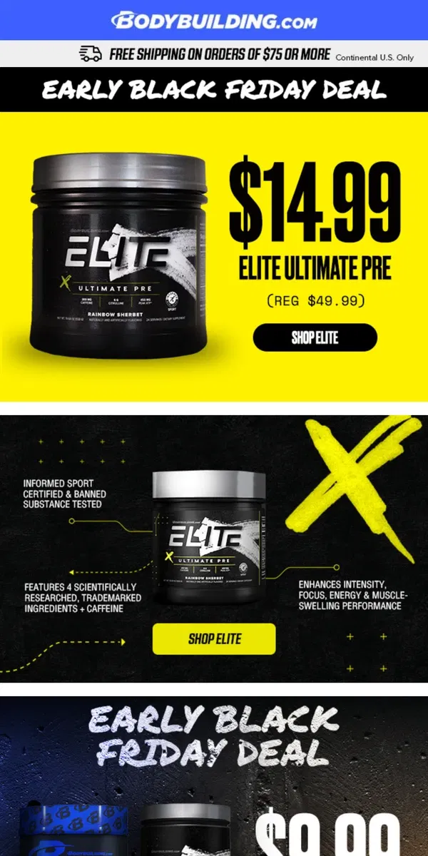 Email from Bodybuilding.com. Save More, Train Harder: Early Black Friday at BBcom Starts Now!