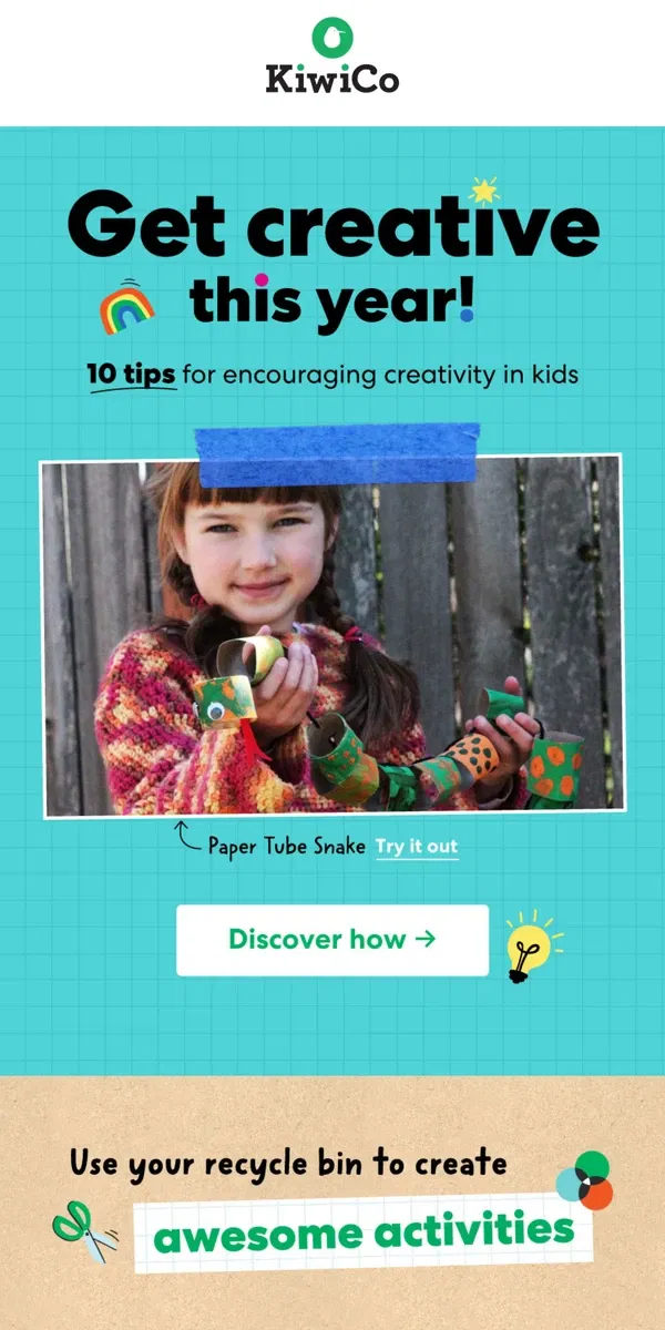 Email from KiwiCo. 10 simple ways to raise creative kids