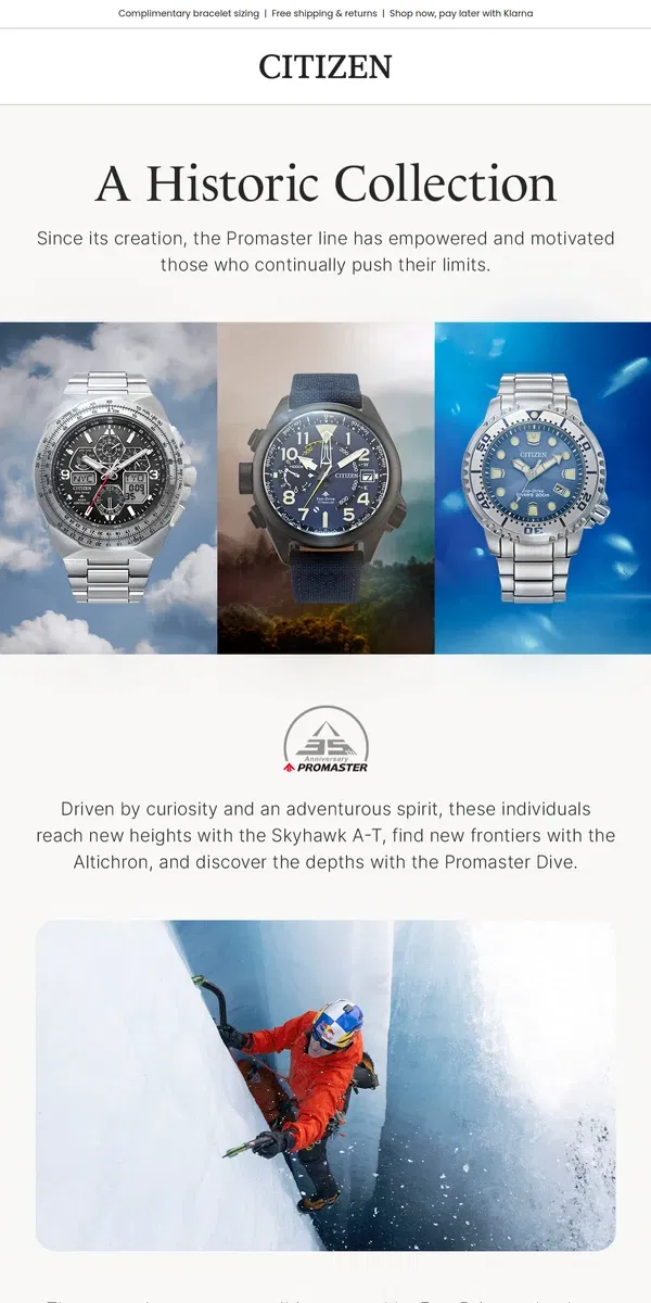 Email from Citizen Watch. Celebrating 35 Years of Promaster