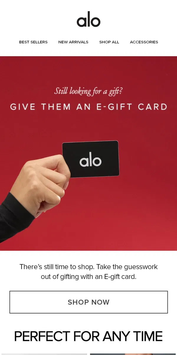 Email from Alo Yoga. Calling all last-minute shoppers