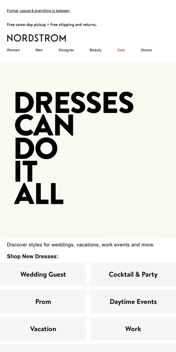 Email from Nordstrom. Must-see dresses just in