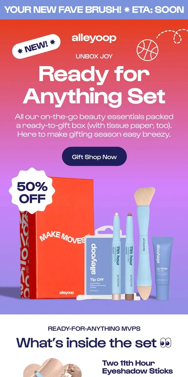 Email from Alleyoop. Our first holiday set is here & 50% off