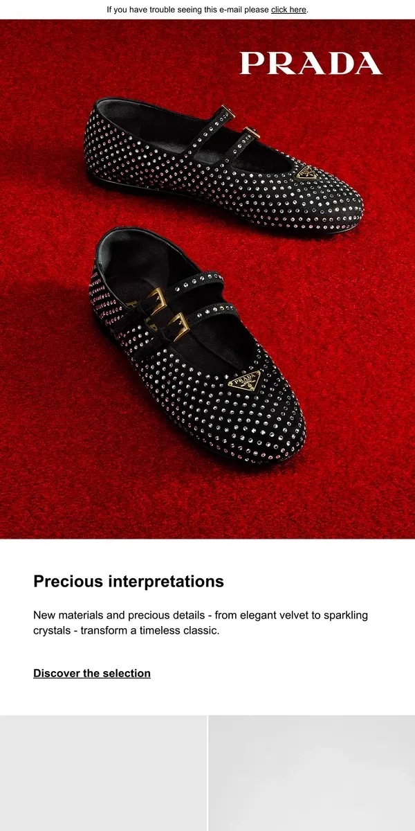 Email from Prada. Ballerina flats with precious details