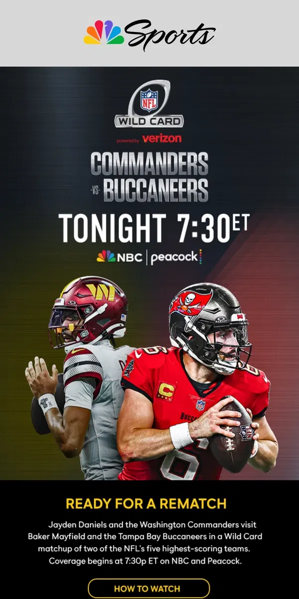 Email from NBC Sports. Win or Go Home Sunday Night 🏈