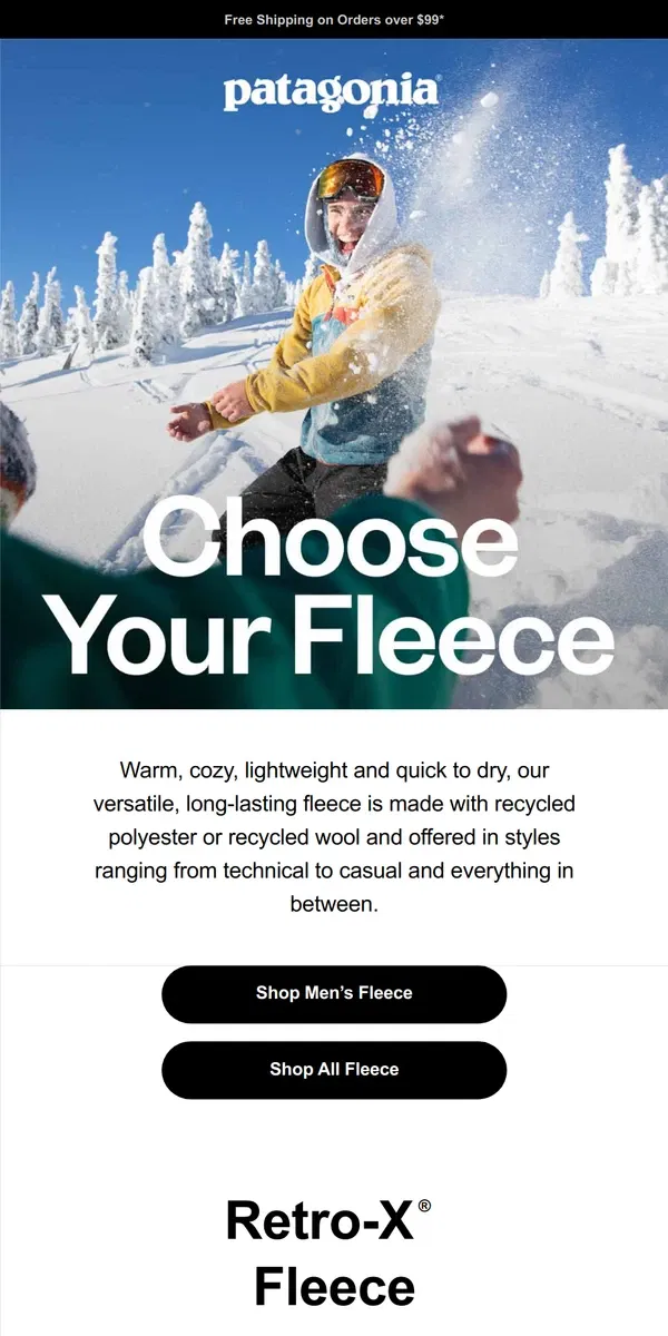 Email from Patagonia. Choose your fleece