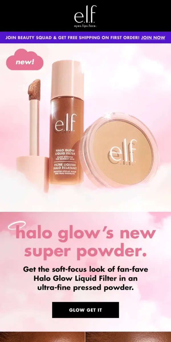 Email from e.l.f.. NEW! Halo Glow Powder Filter 😇💖				 