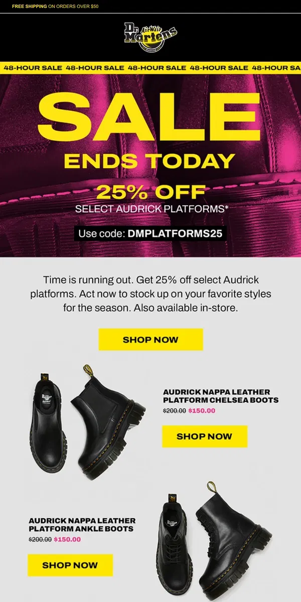 Email from Dr. Martens. You're running out of time