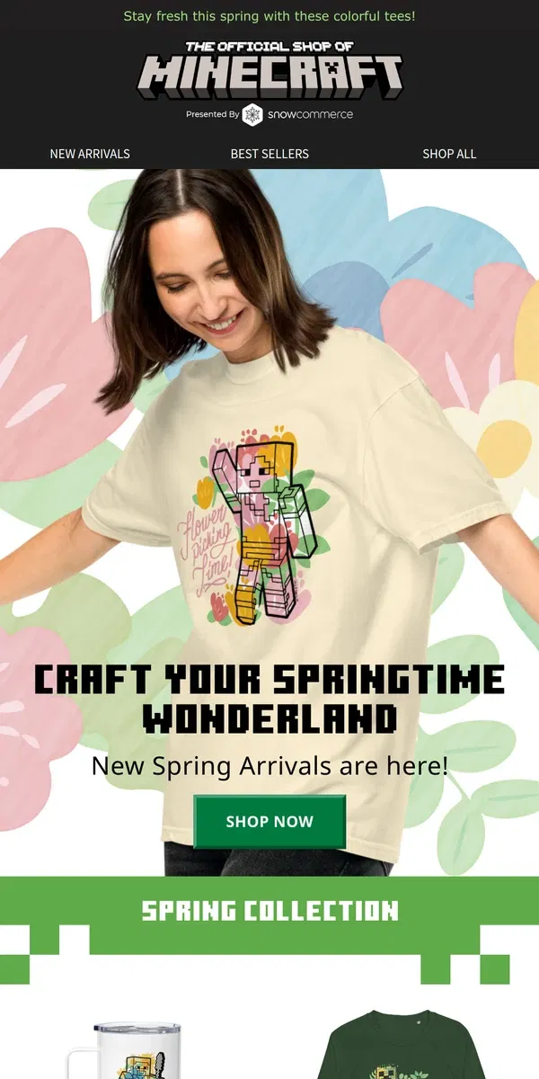 Email from Minecraft. New Season, New Styles - Shop Spring Merch!