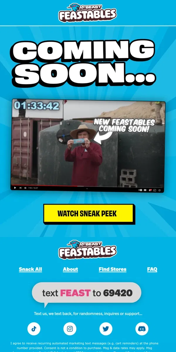 Email from Feastables. new Feastables?? 👀