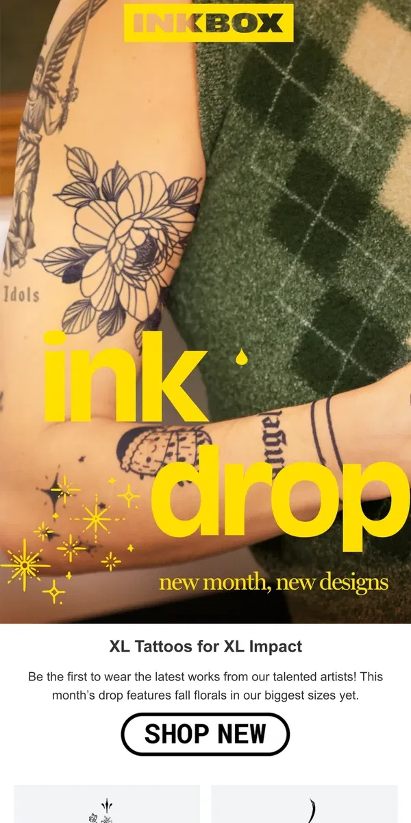 Email from Inkbox. INK DROP 💧 New Month, New Designs