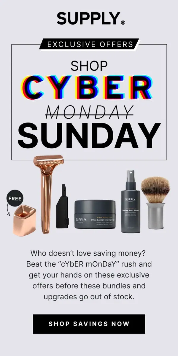 Email from Supply. Supply Sunday