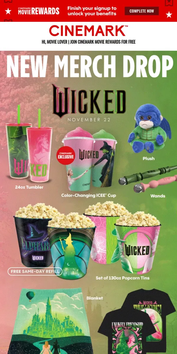 Email from Cinemark. Score swag from the season’s hottest flicks