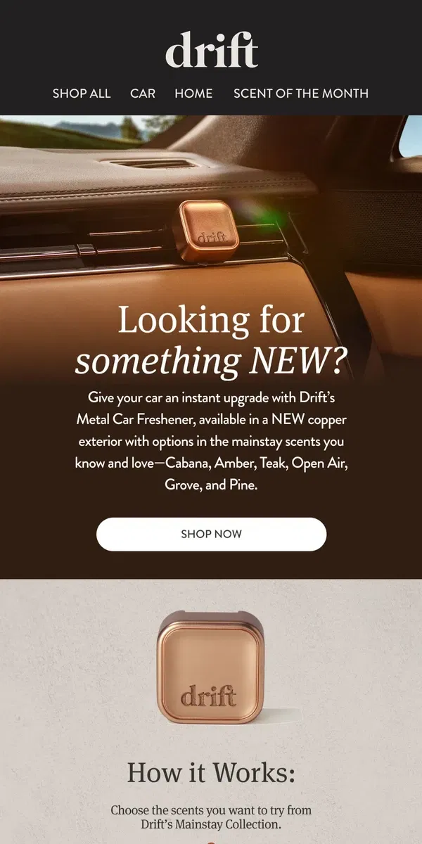 Email from drift.. Discover Drift’s NEW Metal Car Freshener