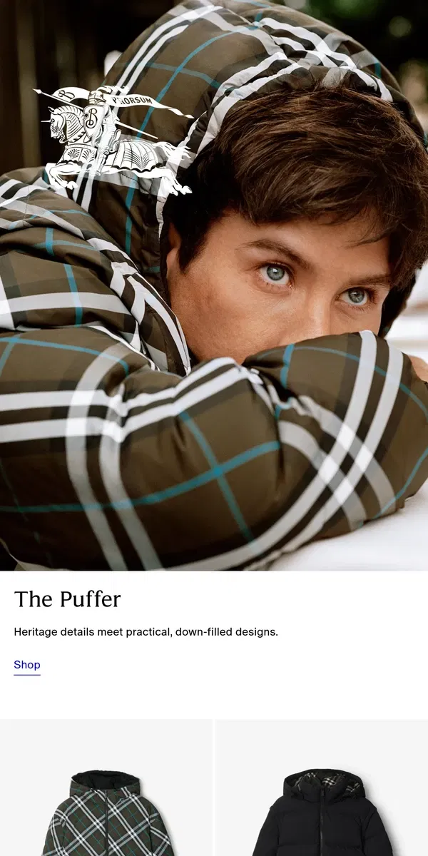 Email from Burberry. Puffer jackets