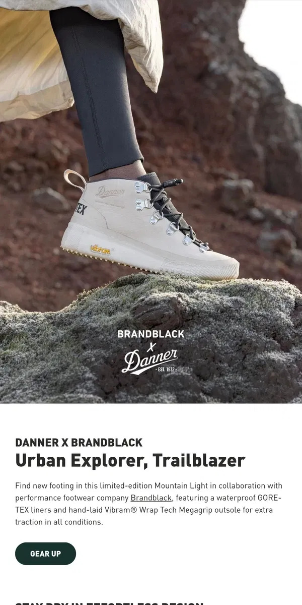 Email from Danner. Outfit Your Journey