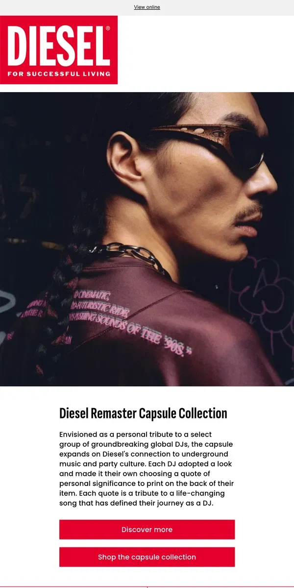 Email from Diesel. Remaster Capsule
