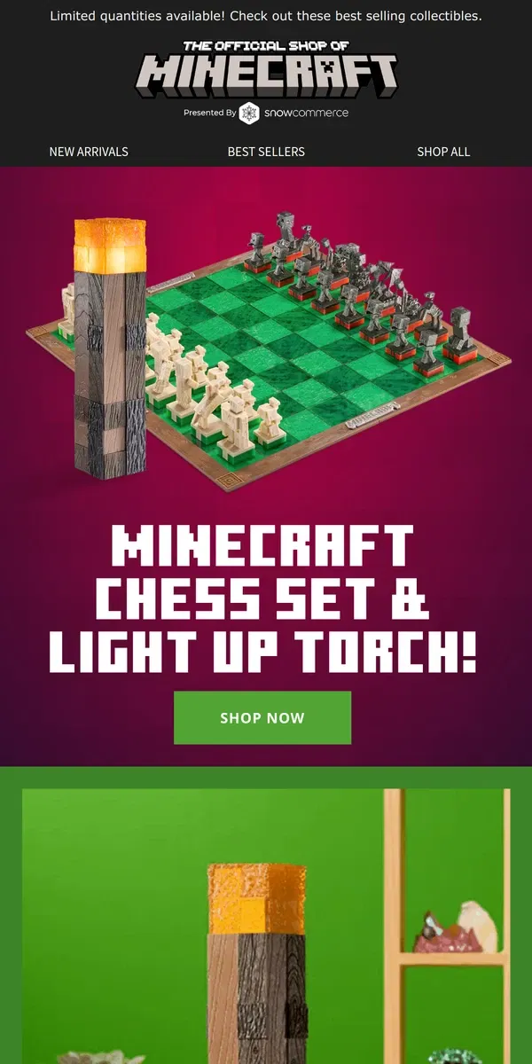 Email from Minecraft. Shop Minecraft Collectible Chess Set and Light Up Torch!