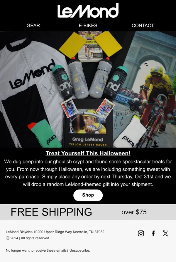 Email from LeMond. No Tricks, Just Treats!