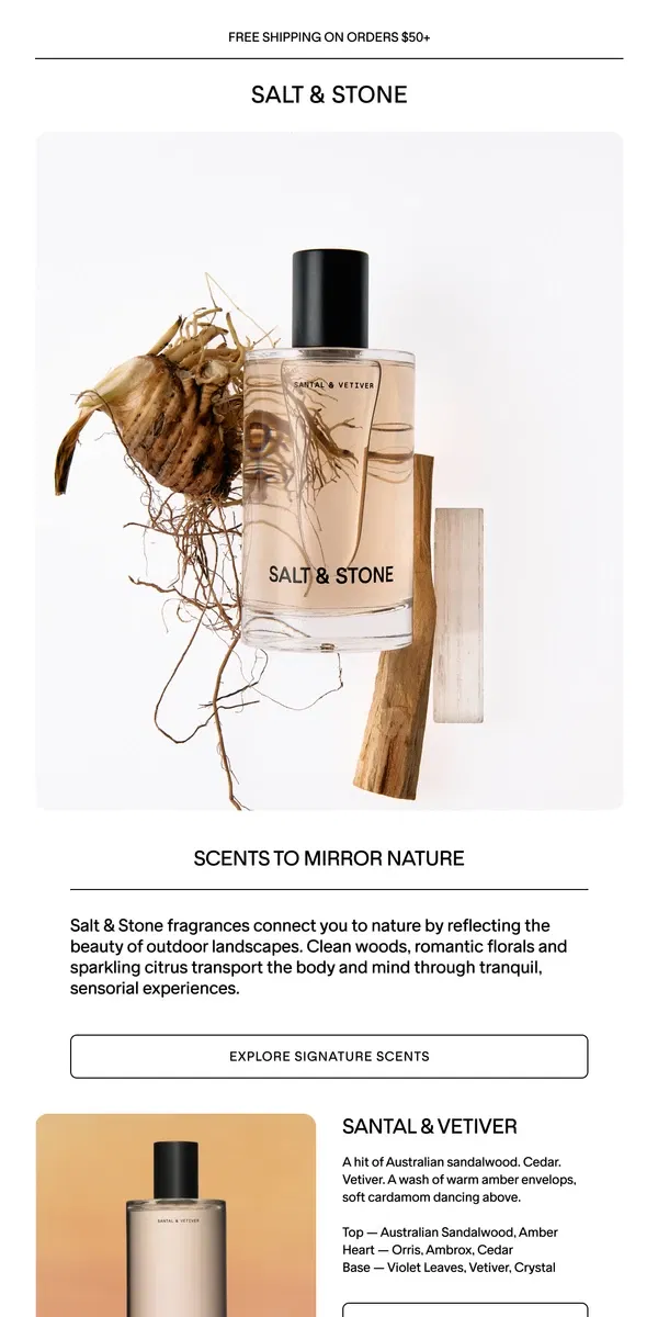 Email from SALT & STONE. Scents Inspired by the Natural World