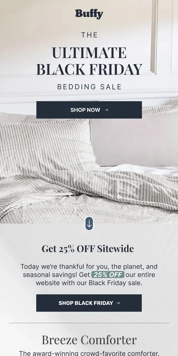 Email from Buffy. 🖤 Black Friday Bedding Sale