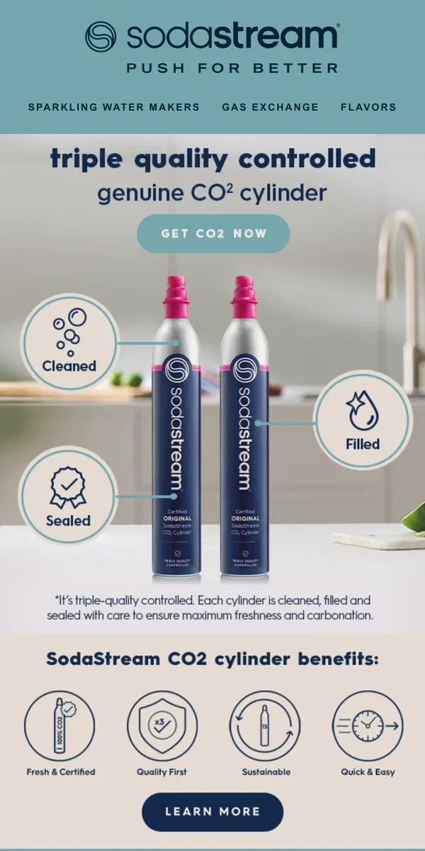 Email from SodaStream. Keep sparkling with the SodaStream CO2 Cylinders