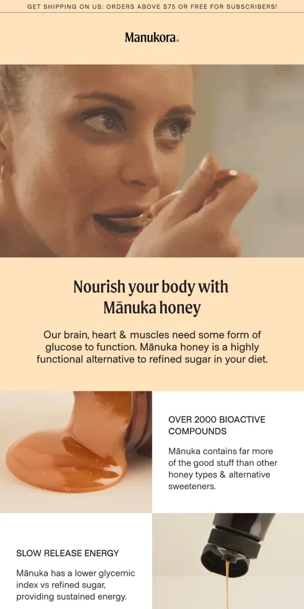 Email from Manukora. The Most Powerful Glucose on The Planet