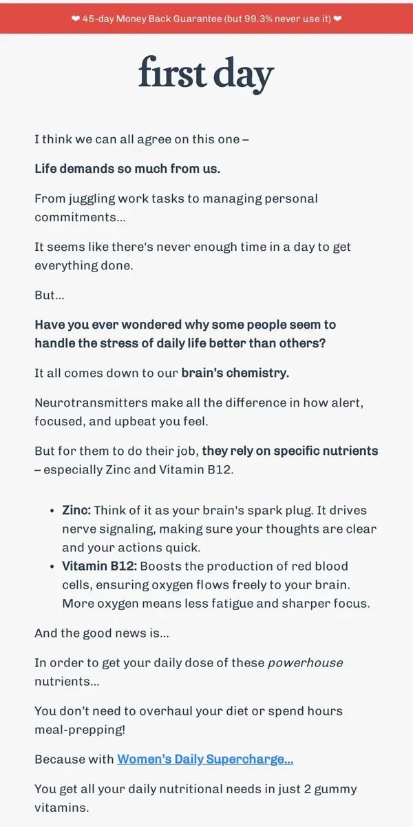 Email from First Day. Your brain craves these nutrients…