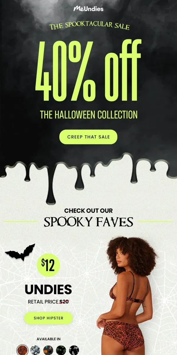 Email from MeUndies. 40% Off Our Halloween Collection!