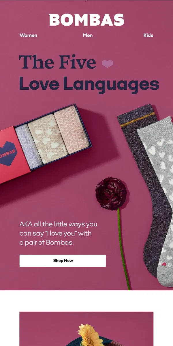 Email from Bombas. Guess Our Love Language