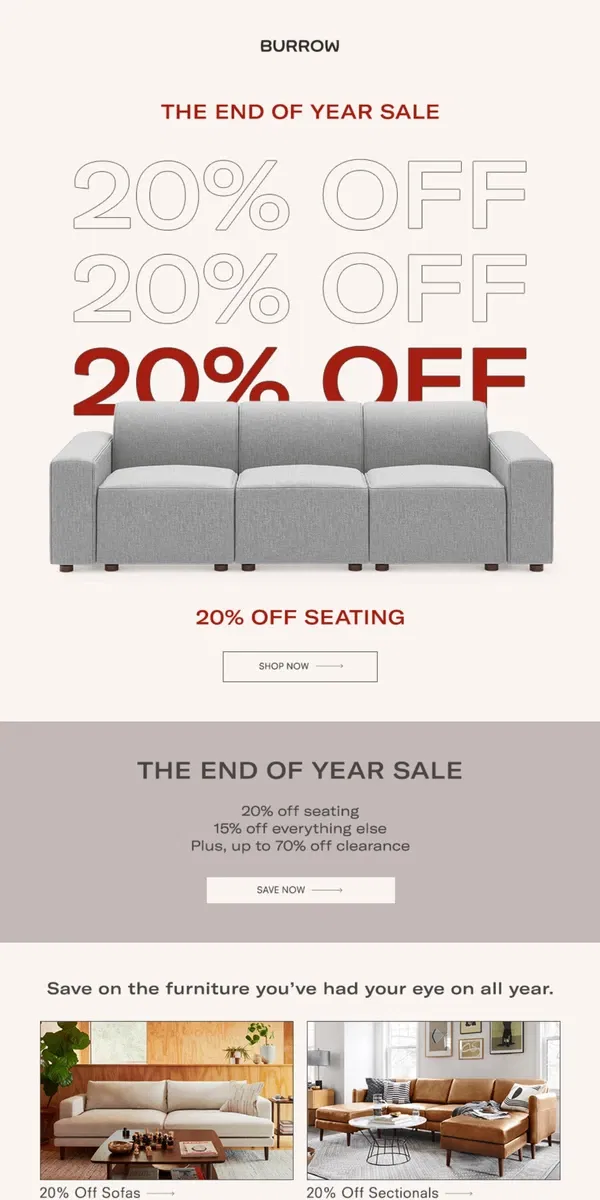 Email from Burrow. Our End of Year Sale is here!