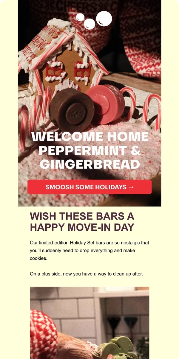 Email from Smoosh. NEW Peppermint & Gingerbread holiday set